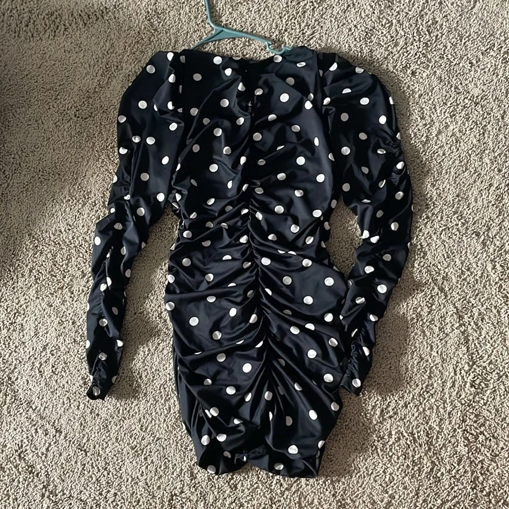Polka dot bodycon rushed dress - Picture 4 of 8